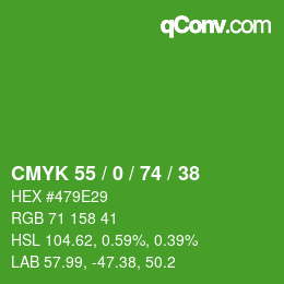 Color code: CMYK 55 / 0 / 74 / 38 | qconv.com