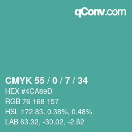Código de color: CMYK 55 / 0 / 7 / 34 | qconv.com