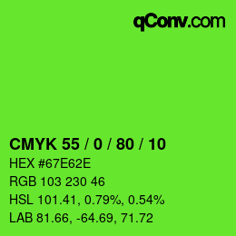 カラーコード: CMYK 55 / 0 / 80 / 10 | qconv.com