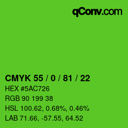 Color code: CMYK 55 / 0 / 81 / 22 | qconv.com