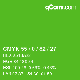 Farbcode: CMYK 55 / 0 / 82 / 27 | qconv.com