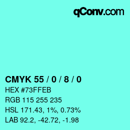 Color code: CMYK 55 / 0 / 8 / 0 | qconv.com