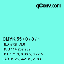 Color code: CMYK 55 / 0 / 8 / 1 | qconv.com