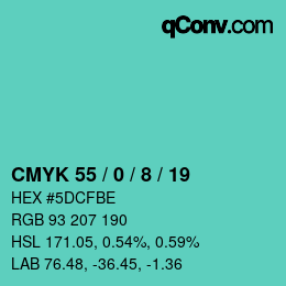カラーコード: CMYK 55 / 0 / 8 / 19 | qconv.com