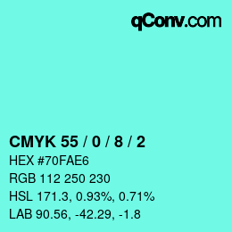 Farbcode: CMYK 55 / 0 / 8 / 2 | qconv.com