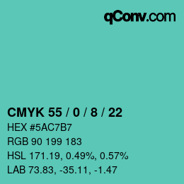 Código de color: CMYK 55 / 0 / 8 / 22 | qconv.com