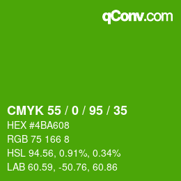 Color code: CMYK 55 / 0 / 95 / 35 | qconv.com