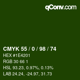 颜色代码: CMYK 55 / 0 / 98 / 74 | qconv.com
