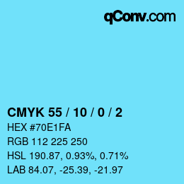 Código de color: CMYK 55 / 10 / 0 / 2 | qconv.com