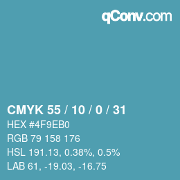 Código de color: CMYK 55 / 10 / 0 / 31 | qconv.com