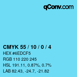 颜色代码: CMYK 55 / 10 / 0 / 4 | qconv.com