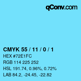Color code: CMYK 55 / 11 / 0 / 1 | qconv.com