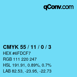 颜色代码: CMYK 55 / 11 / 0 / 3 | qconv.com