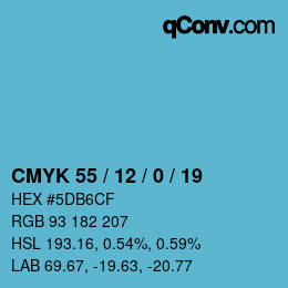 Farbcode: CMYK 55 / 12 / 0 / 19 | qconv.com