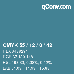 Color code: CMYK 55 / 12 / 0 / 42 | qconv.com