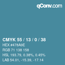 Código de color: CMYK 55 / 13 / 0 / 38 | qconv.com