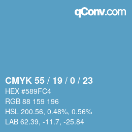 Color code: CMYK 55 / 19 / 0 / 23 | qconv.com