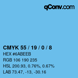Código de color: CMYK 55 / 19 / 0 / 8 | qconv.com