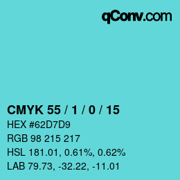 Color code: CMYK 55 / 1 / 0 / 15 | qconv.com