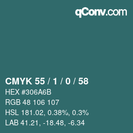Color code: CMYK 55 / 1 / 0 / 58 | qconv.com