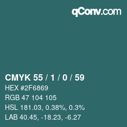 カラーコード: CMYK 55 / 1 / 0 / 59 | qconv.com