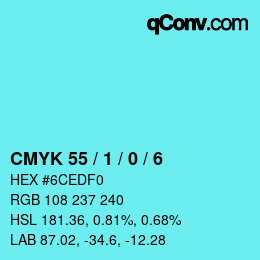 Color code: CMYK 55 / 1 / 0 / 6 | qconv.com