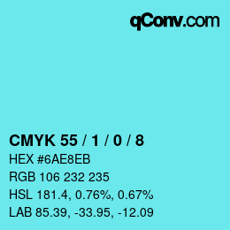 カラーコード: CMYK 55 / 1 / 0 / 8 | qconv.com