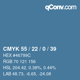 Farbcode: CMYK 55 / 22 / 0 / 39 | qconv.com