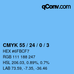 カラーコード: CMYK 55 / 24 / 0 / 3 | qconv.com