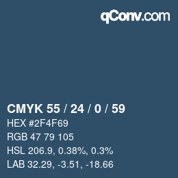Color code: CMYK 55 / 24 / 0 / 59 | qconv.com