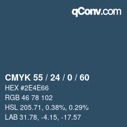 カラーコード: CMYK 55 / 24 / 0 / 60 | qconv.com