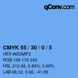 Farbcode: CMYK 55 / 30 / 0 / 5 | qconv.com