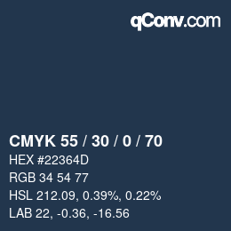 Color code: CMYK 55 / 30 / 0 / 70 | qconv.com