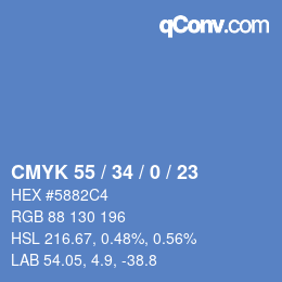 Color code: CMYK 55 / 34 / 0 / 23 | qconv.com
