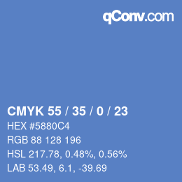 Color code: CMYK 55 / 35 / 0 / 23 | qconv.com