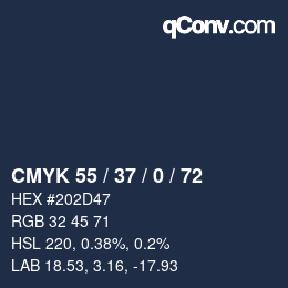 Farbcode: CMYK 55 / 37 / 0 / 72 | qconv.com