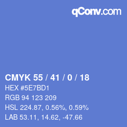 カラーコード: CMYK 55 / 41 / 0 / 18 | qconv.com
