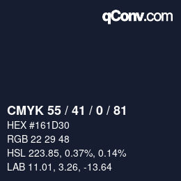 カラーコード: CMYK 55 / 41 / 0 / 81 | qconv.com