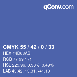 Color code: CMYK 55 / 42 / 0 / 33 | qconv.com