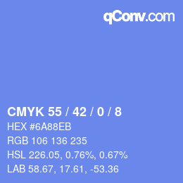Color code: CMYK 55 / 42 / 0 / 8 | qconv.com