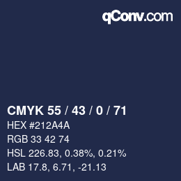 Código de color: CMYK 55 / 43 / 0 / 71 | qconv.com