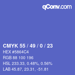 Color code: CMYK 55 / 49 / 0 / 23 | qconv.com