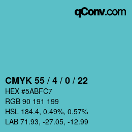 颜色代码: CMYK 55 / 4 / 0 / 22 | qconv.com
