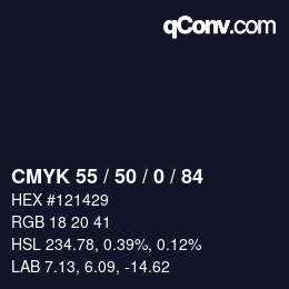 Color code: CMYK 55 / 50 / 0 / 84 | qconv.com