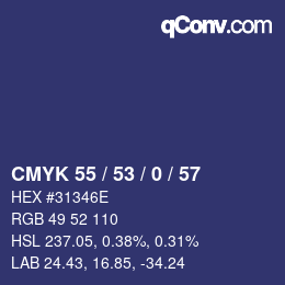 カラーコード: CMYK 55 / 53 / 0 / 57 | qconv.com