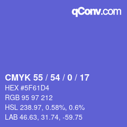 颜色代码: CMYK 55 / 54 / 0 / 17 | qconv.com
