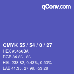 Color code: CMYK 55 / 54 / 0 / 27 | qconv.com