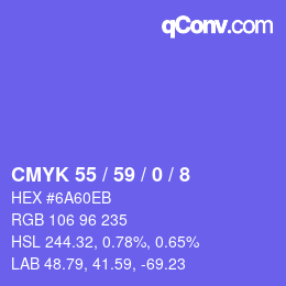 Código de color: CMYK 55 / 59 / 0 / 8 | qconv.com