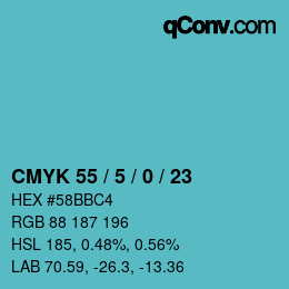 Color code: CMYK 55 / 5 / 0 / 23 | qconv.com
