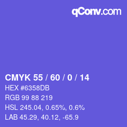 カラーコード: CMYK 55 / 60 / 0 / 14 | qconv.com